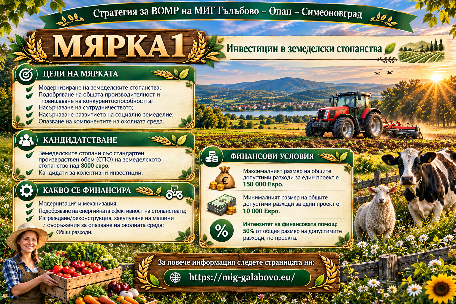 Мярка 1 – Инвестиции в земеделски стопанства