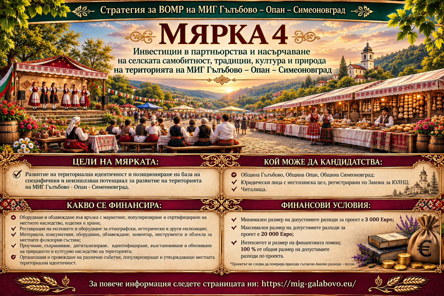 Мярка 4 – Инвестиции в партньорства и насърчаване на селската самобитност, традиции, култура и природа